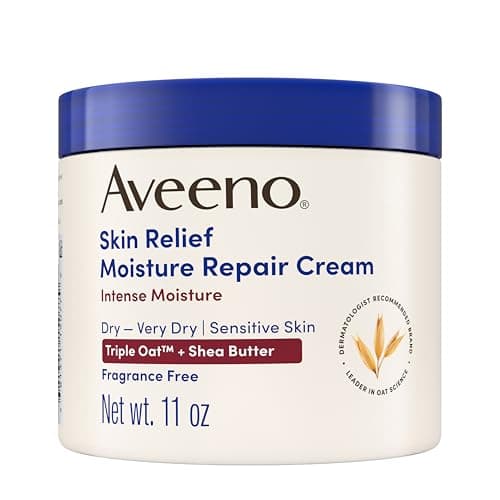 Image of Aveeno Skin Relief Intense Moisture Repair Cream with Triple Oat Complex, Ceramide & Rich Emollients, Steroid- & Fragrance-Free Moisturizing Body Cream for Extra-Dry Skin, 11 oz