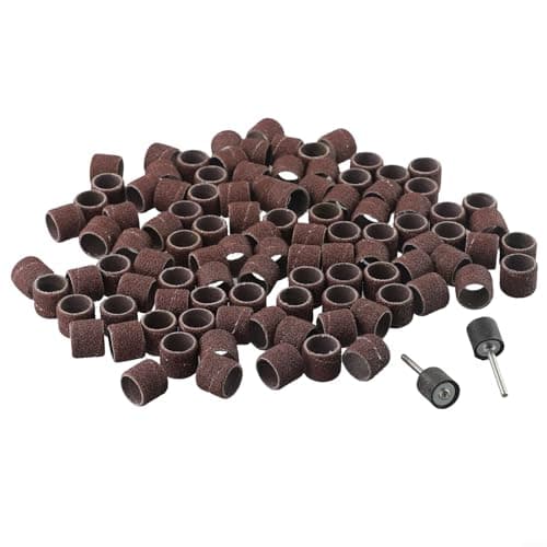 Image of 100pcs Drum Sanding Bands for Rotary Tools 80 180 240 Grit Carborundum Coated Abrasive Sleeves for Metal Rust Removal and Finishing (2pcs Mandrels)