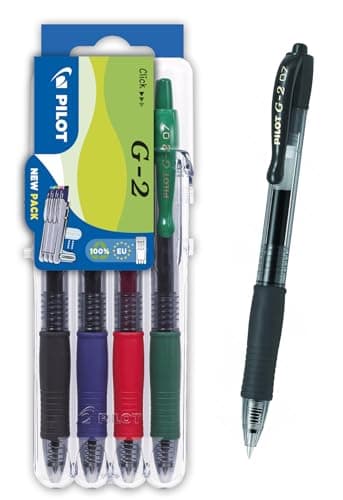 Image of Pilot G207 Retractable Gel Rollerball 0.7mm Set to Go Pack of 4- Black/Blue/Red/Green, 2605S4E