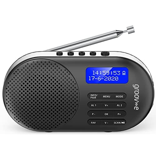 Image of Groov-e Milan Rechargeable DAB & FM Digital Radio - Built-In Alarm Clock & Bluetooth Connectivity - LCD Display - USB or Battery Operated - Portable Radio - 60 Preset Stations - Black