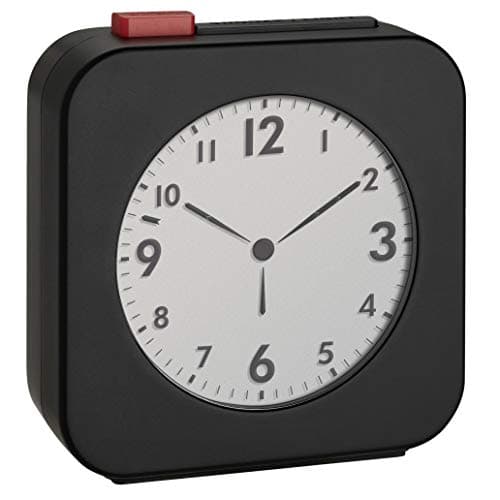 Image of TFA Dostmann 60.2555.01 Wireless Alarm Clock with LCD Display with Analogue Time Display Ideal as Travel Alarm Clock Black/Red Plastic (L) 72 x (W) 27 x (H) 77 mm