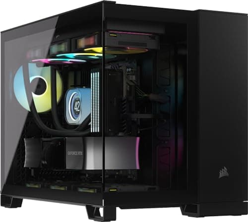 Image of CORSAIR iCUE LINK 2500X RGB Small-Tower mATX Dual Chamber PC Case – Panoramic Tempered Glass – Reverse Connection Motherboard Compatible – 2x CORSAIR RX120 RGB Fans Included – Black