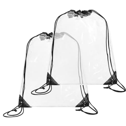 Image of ADLABLD 2Pcs Clear Drawstring Bags for Stadium Events, Waterproof PVC Clear Concert String Bag, Transparent Concert Backpack, Small Backpack for Colleges Sport Event, Festivals