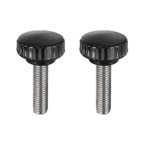 Image of sourcing map 2pcs Knurled Clamping Knobs M10 x 35mm Metric 304 Stainless Steel Male Thread Thumb Screw on Type 30mm Plastic Round Head Threaded Hand Bolt Stud Knobs Black
