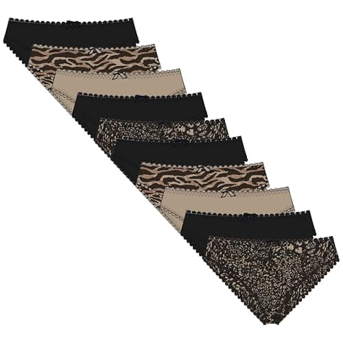 Image of Daisy Dreamer Women's 10 Pack Animal Print Briefs Soft Cotton Ladies Underwear Set Knickers Zebra Leopard Design Multipack Everyday Wear, Size 8 Animal Print
