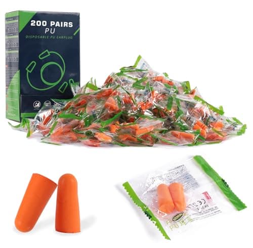Image of 200 Pairs Disposable Foam Ear Plugs, 37dB SNR High Noise Reduction, Soft Expanding PU Earplugs, Individually Wrapped, Comfortable Hearing Protection for Work, Sleep & Travel