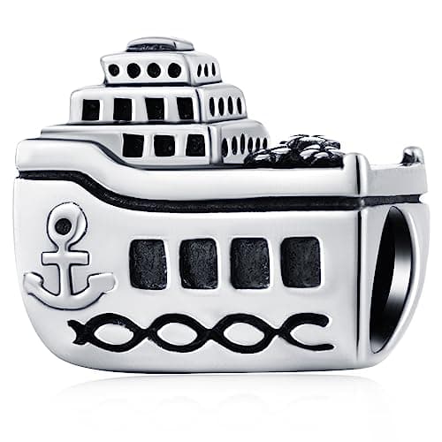 Image of Nautical Cruise Ship Charm Fits Pandora Travel Bracelet, 925 Sterling Silver Anchor Yacht Boat Beads, Gifts for Couple/Best Mom/Birthday/Friend