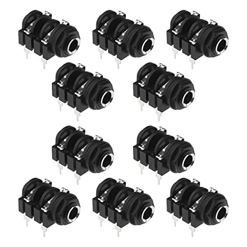 Image of ECSiNG 10PCS 6.35mm 1/4 Inch Female Mono Stereo Headphone Audio Jack Socket Panel Mount 4-Pin Connectors with Mounting Washers Black
