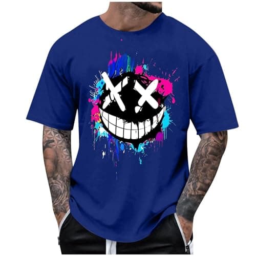 Image of T Shirt Mens Designer UK Quick Dry Casual Tshirt Crew Neck Printed Tops Summer Short Sleeve Tshirts Colorful Graphic Fit Tees Lightweight Pullover Tshirt Outdoor Fashion Street Wear