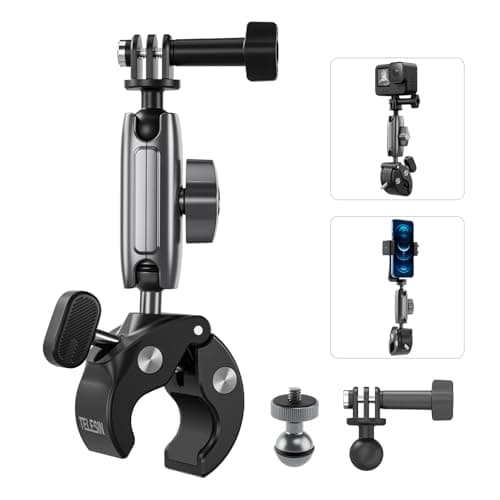 Image of TELESIN Bike Handlebar Clamp Mount Motorcycle Mount for GoPro Hero 13 12 11 10 9 8 7 Insta360 X5 X4 DJI Osmo Action 5 Pro 4 Action Cameras Accessories - 360 Degree Rotation
