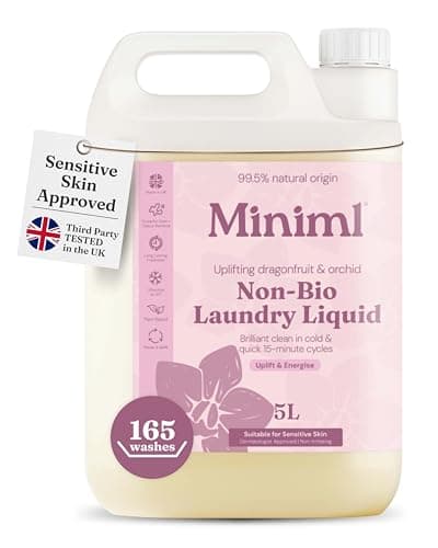 Image of Miniml Laundry Liquid Washing Detergent 5L Refill - Natural Non Bio Pink Dragonfruit & Orchid Scented Clothes Fabric Cleaner for Machine or Delicate Hand Wash- 100% Vegan & Cruelty Free (165 Washes)