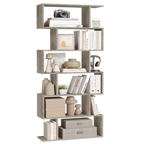 Image of VASAGLE Bookshelves, 6-Tier Bookcase, 24 x 70 x 191.6 cm, Room Divider, Cube Display Shelf, Freestanding Storage Shelf, Modern Style, for Living room, Bedroom, Office, Greige LBC061M01