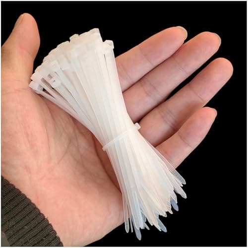 Image of zuizhan Small Cable Ties Clear 100mm x 2.5mm,100 Pack White Mini Thin Cable Ties, Plastic Zip Ties 27 Lbs Tensile Strength, Nylon Self Locking Tie Wraps for Household, Office, Garden