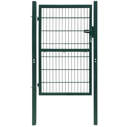 Image of vidaXL Single 2D Fence Gate - Durable, Rust-Resistant Steel - Ideal for Garden, Patio, Terrace - Easy Installation - Green, 106 x 170 cm