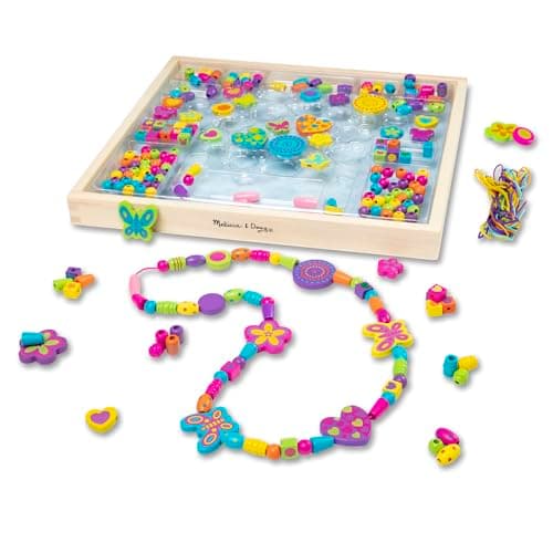 Image of Melissa & Doug Bead Bouquet Necklace Making Kit | Jewellery Craft Set for Kids, 220 Pcs | Age 4-8 - FSC Certified