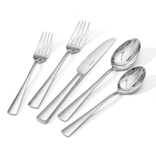 Image of KINGSTONE 18/10 Stainless Steel Cutlery Set, Forged 5 Piece Set For 1 Person, Mirror Polished, Dishwasher Washable, Home, Restaurant, Wedding, Party
