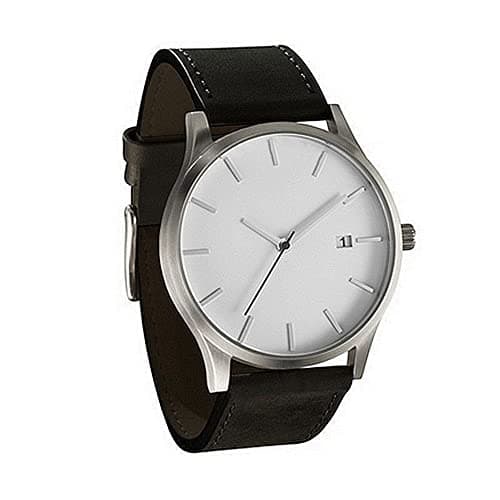Image of Couple Fashion Leather Analog Quartz Round Wrist Business Men's Watch Quartz Dive Watch (D, One Size)