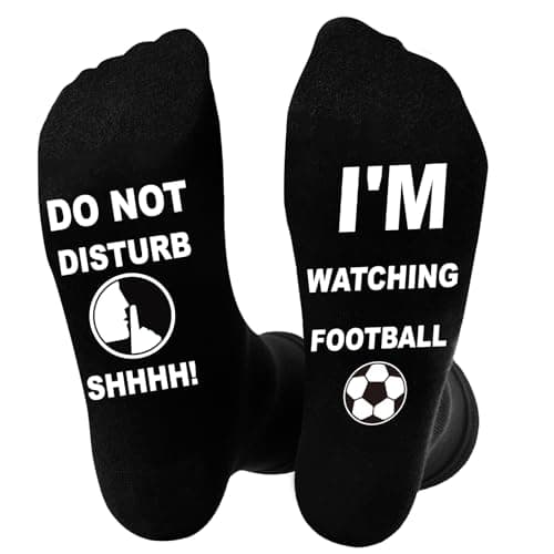 Image of Niorasen Fathers Day Gift for Dad from Daughter/Son, Mens Funny Socks, Black Cotton Novelty Socks, Thanksgiving Christmas Birthday Presents for Dad Grandad Husband, UK 6-11, Football