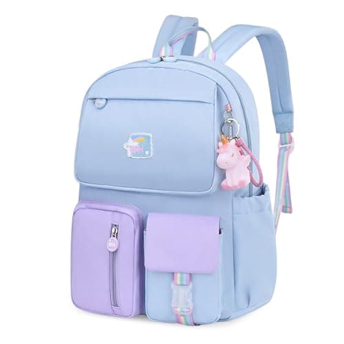 Image of FANDARE School Bags Children's Backpacks Girls Boys Primary School Daypacks Student Lightweight Colourful Bookbag for 3-6 Grade Daughter Son Campus Travel Hiking Backpack Waterproof Nylon Blue Purple