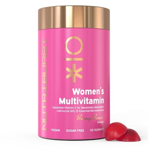 Image of Nutriburst Women’s Multivitamin - Hormone Regulation & Support Collagen Formation - Contains 15 Micronutrients; B5, B6, B12, C, D - Vegan, Sugar Free Supplement - 60 Berry Gummies - 1 Month Supply