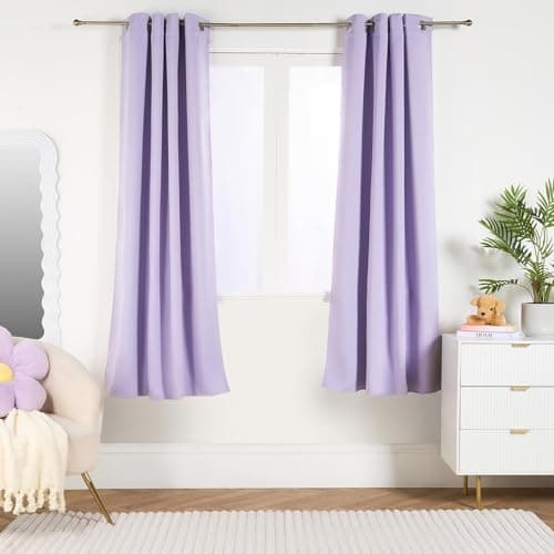 Image of OHS Blackout Curtains for Bedroom, Super Soft Thermal Insulated Luxurious Lilac Purple Eyelet Blackout Curtains for Living Room Energy Saving Window Treatment 2 Panels, 66" x 72"