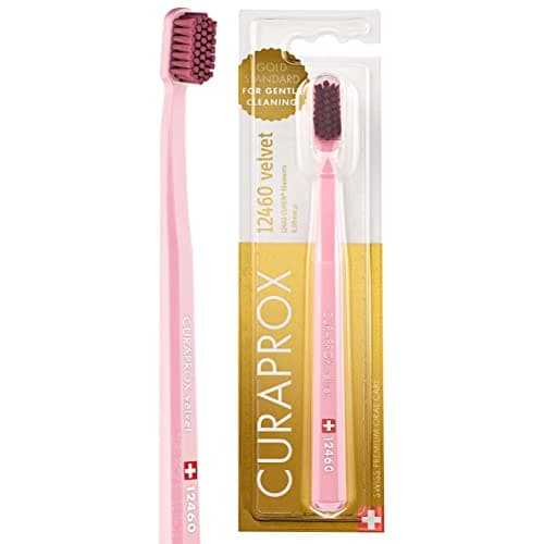 Image of Curaprox CS 12460 Velvet Soft Toothbrush – Sensitive Gum Care | Ultra-Gentle Cleaning with 12,460 Filaments | Single Pack, Pink-Fuchsia | Made in Switzerland