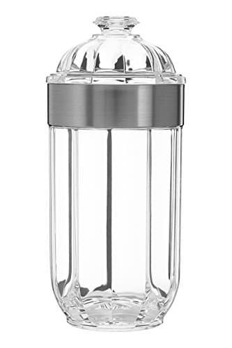 Image of Premier Housewares Clear Canister, Acrylic, Silver, 10 x 10 x 22 cm