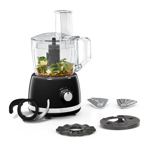 Image of Tefal Black Collection All-In-One Food Processor, 2.4L Bowl, 13 Functions, 2 speeds, 4 Accessories Slicing, Grateing, Chopping, Kneading, Black, 500W, Dishwasher Safe Parts, Compact Storage DO3458G0