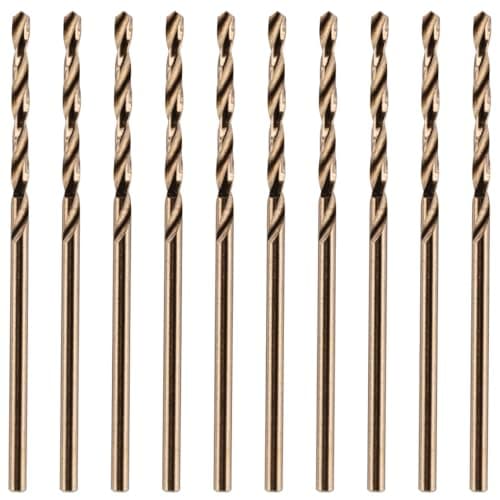 Image of Rennie Tools - Box of 10 x 1.6mm (1/16") HSS Gold Cobalt Jobber Drill Bit Set For Stainless Steel, Hard Metals, Aluminium, Cast Iron, Copper. Twist Drill Bit Sets In A Box. 1.6mm Drill Bit Set