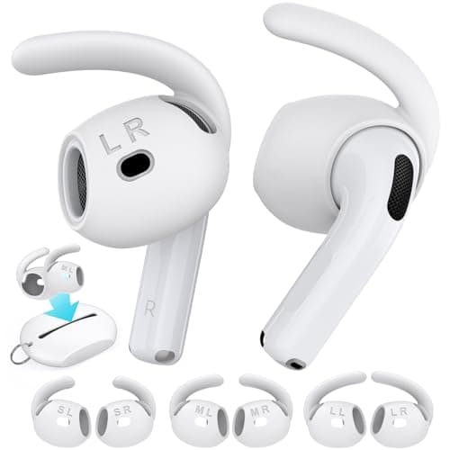 Image of AhaStyle Ear Tips for AirPods 4th Generation (2024) 【Added Storage Pouch】3 Pairs S/M/L Silicone Ear Covers Anti-Slip Replacement Tips Compatible with Apple AirPods 4th Gen (Large+Medium+Small, White)