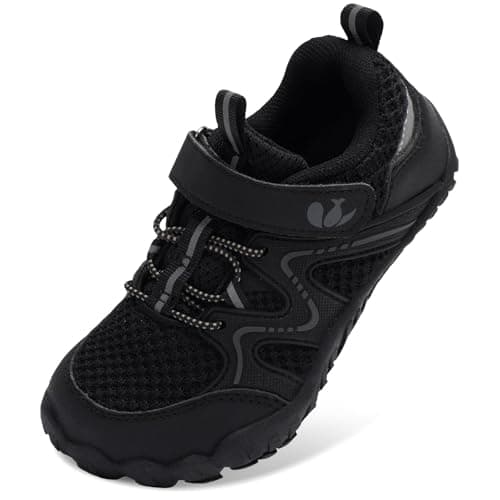 Image of JIASUQI Kids Shoes Boys Girls Barefoot Walking Shoes Kids Breathable Hiking Shoe Lightweight Outdoor Tennis Shoe(Black,Big Kid Size 3)