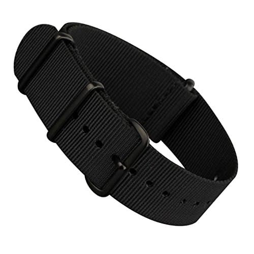 Image of Black Infantry Military MoD NATO Nylon Fabric G10 4 Rings Watch Strap Band Black Buckle (18mm)