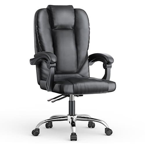 Image of naspaluro Executive Ergonomic Office Desk Chair with Springs/Armrests, Comfy Big Tall Fabric Computer Work Chair, Heavy Duty Cross Legged Study Chairs, High Back Home Office Black Swivel Chair