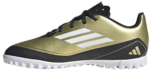 Image of adidas Unisex Kids F50 Club Messi Football Boots Turf, Gold/Footwear White/Carbon Black, 5.5 UK