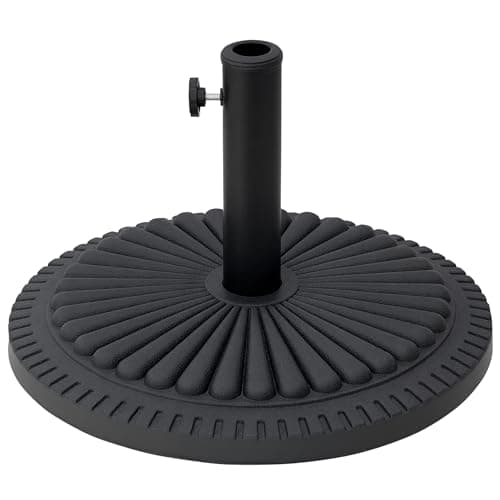 Image of Outsunny 14kg Round Cement Parasol Base Umbrella Weight Stand Holder Fits Φ35mm,Φ38mm,Φ48mm Pole for Patio Outdoor Garden - Black