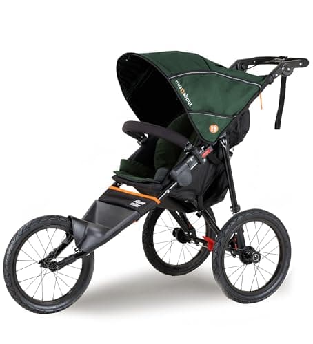Image of Out‘n’About Nipper Sport Running Pushchair | Lightweight All-Terrain 3 Wheel Jogging Buggy | Stroller Rain Cover Included, 16” Air-Filled Tyres, Handlebar Brake | Newborn to 4yrs (Sycamore Green)