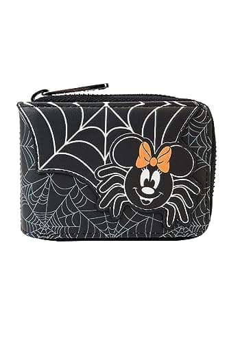 Image of Loungefly Disney Minnie Mouse Spider Accordion Wallet, Black, 4.25" W x 2.75" H, Purse