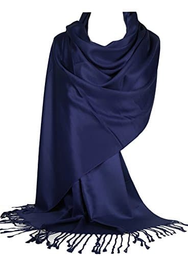 Image of World of Shawls Super Soft Pashmina Shawl Scarf Wrap (Dark Navy Blue)