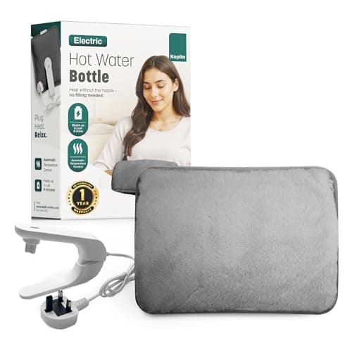 Image of KEPLIN Rechargeable Electric Hot Water Bottle Soft & Cosy Bed, Hand & Body Warmer - Fast Heating, Auto-Shut Off Function, Over-Heat Protection & No Refill Heat Pad - 1 Year Warranty (Grey)