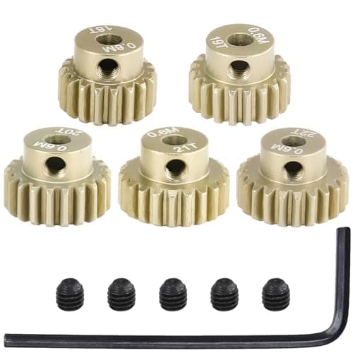 Image of M0.6 Pinion Gear Set 3.175mm 18T 19T 20T 21T 22T 5PCS 7075Aluminum Alloy Metal Pinion Motor Gear for 1/10 RC Car Brushed Brushless Motor (5PCS)