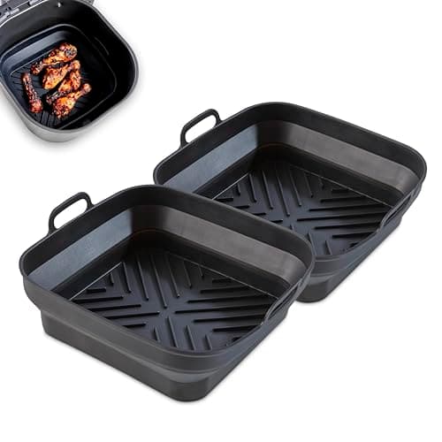 Image of Tower Set of 2 Square Foldable Silicone Trays, Black