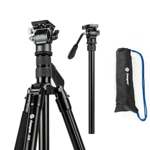 Image of Fotopro Camera Tripod Aluminum Compact Travel Tripod and Monopod with 360° Ball Head Quick Release Plate Professional Camera Tripod for DSLR A4I/A5I (Black, 80inch A5i)