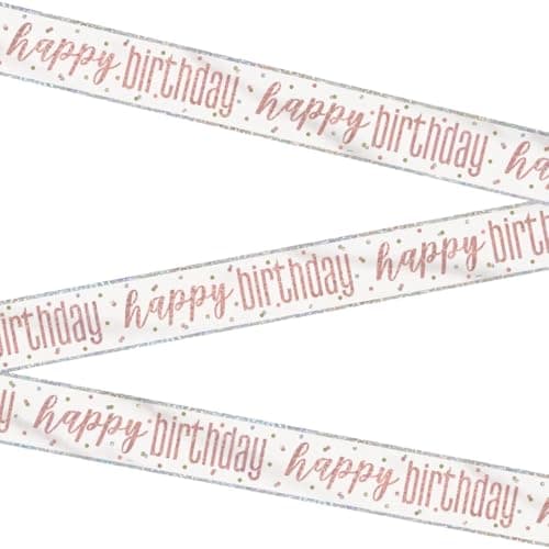 Image of Rose Gold Happy Birthday Glitz Foil Banner - Perfect for Chic & Memorable Parties - 1 Pc