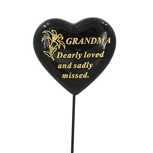 Image of Special Grandma Black & Gold Lily Flower Memorial Tribute Stick Graveside Plaque