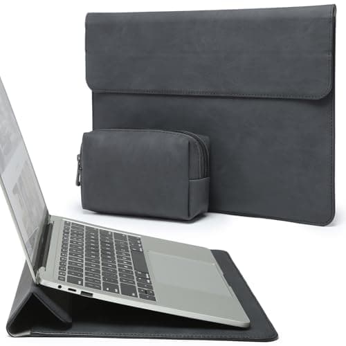 Image of HYZUO 13 Inch Laptop Sleeve Case with Stand for 2026-2018 MacBook Air 13 M5 M4 M3 M2 M1, 2026 13" MacBook Neo, 2026-2016 MacBook Pro 13 M2 M1, iPad Pro/Air 13, Surface Pro 12-3, XPS 13, Graphite