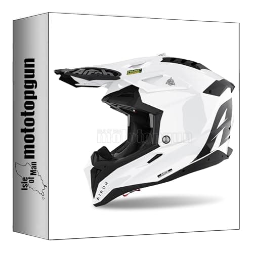 Image of airoh aviator 3 helmet motorbike off-road av314 color white gloss l mototopgun