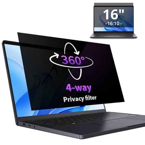 Image of IPROKKO 360° Laptop Privacy Screen Protector 16 Inch for Hp/Dell/Acer/Lenovo/ThinkPad/Samsung/Asus/Sony, 16:10 Aspect 4-Way Laptop Privacy Shield, Anti Blue Light Glare 16in Laptop Privacy Filter