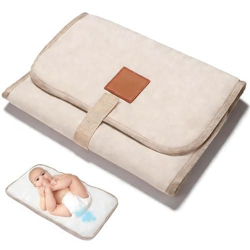Image of Portable Baby Changing Mat Waterproof Foldable Nappy Changer Pad for Travel Ivory | Lightweight Compact Design for On-The-Go Parents Home & Outdoor Use