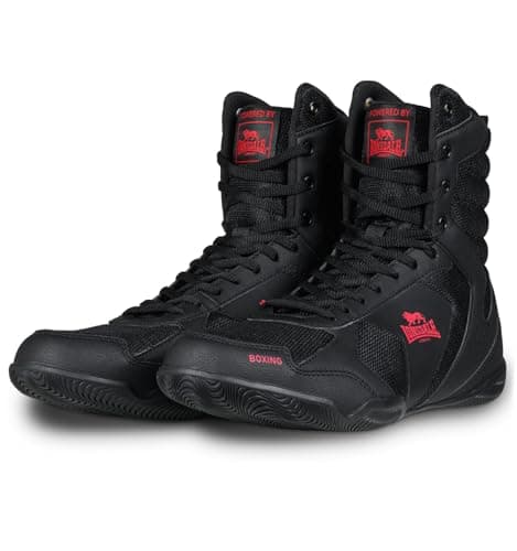 Image of Lonsdale Unisex Heskin Boxing Shoes, Black/Red, 45 EU, Black Red, 10.5 UK