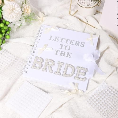 Image of Letters to the Bride Scrapbook,20.5x20.5cm Scrapbook Photo Album Kit,Personalised Hen Party Guestbook DIY Memory Book Set for Wedding and Anniversary Family Travel(White)